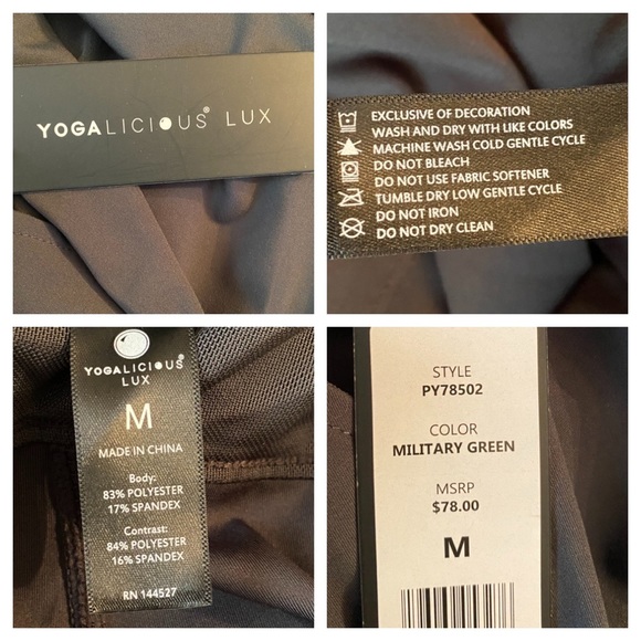 Yogalicious Lux Military Green Activewear Jogger Pants SZ M NWT - Picture 10 of 12